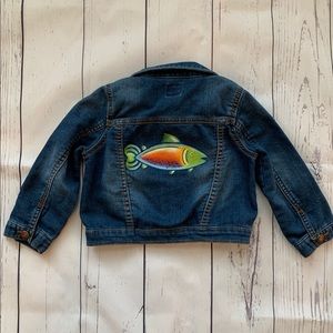 Oshkosh BGosh Denim Jacket Hans Painted Fish 24 Mo